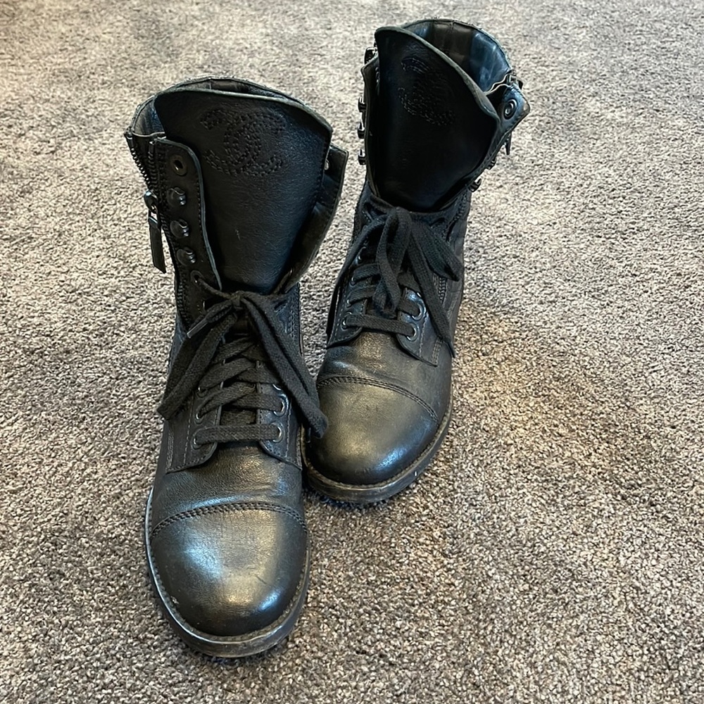 chanel combat boots